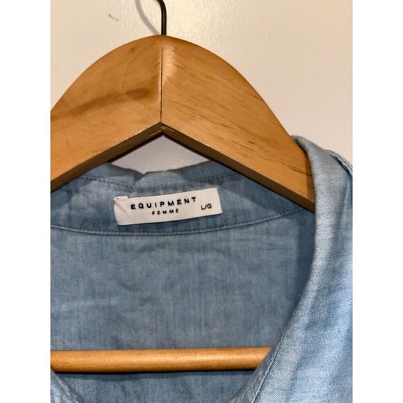 Equipment Femme Blue Delaney Chambray Button-Down Shirt Dress Women's Size L - Picture 4 of 9